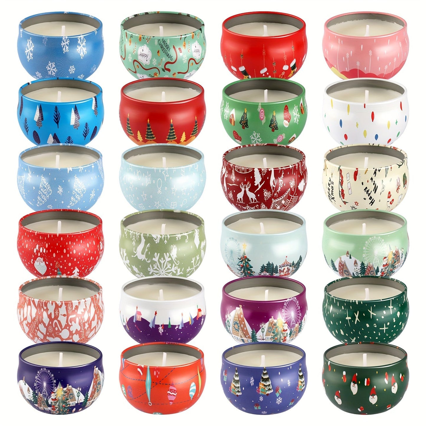 24pcs Christmas Scented Candle, Smoke-free, No-drip, Elegant Romantic Candle, Suitable For Family, Wedding, Church, Seasonal Celebrations, Also Very Suitable For Various Festivals.