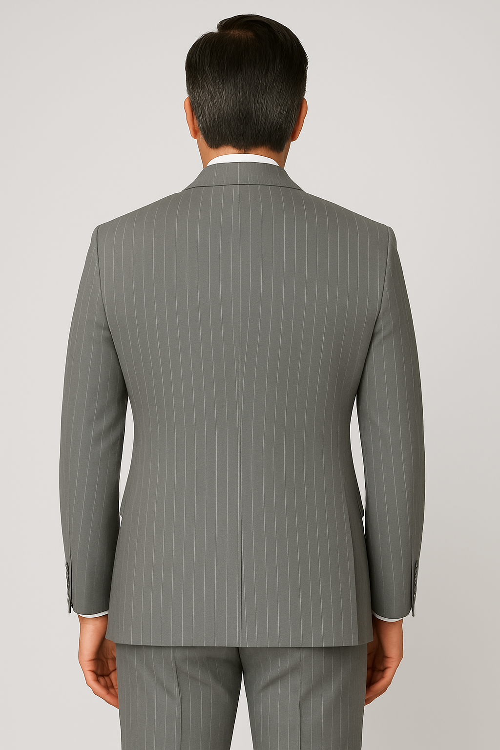 2 Piece Wool Suit- Light Grey Pinstripe