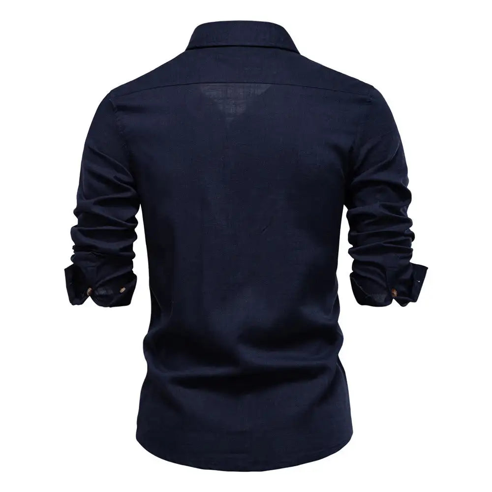 Men's Long Sleeve Shirt With Pocket Decoration