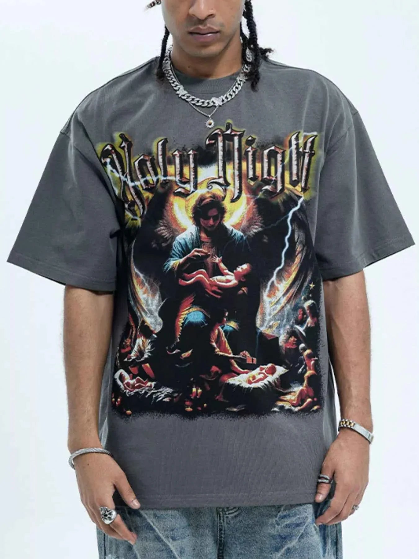 Men's Graphic Round Neck Oversized T-Shirt