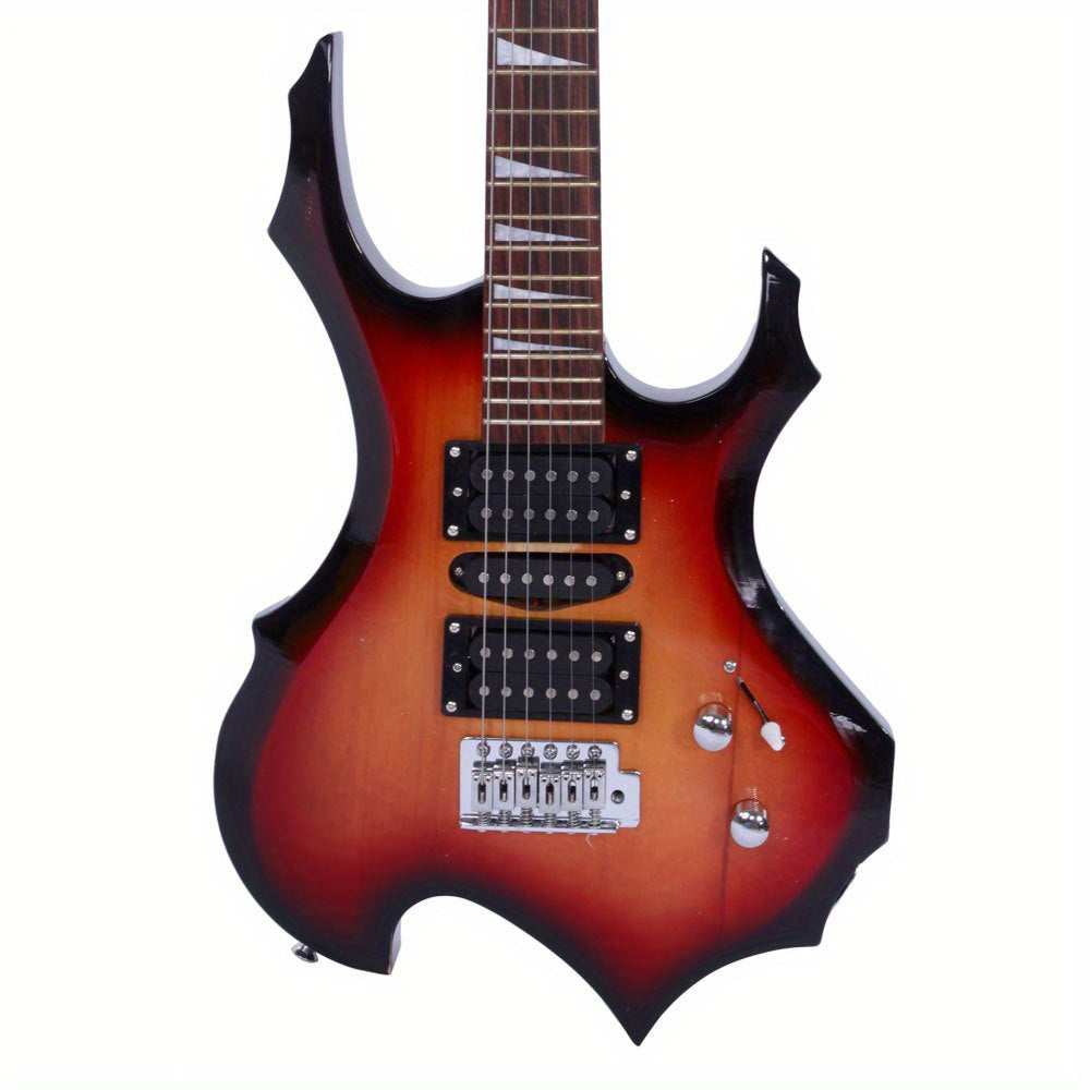 LEADZM Novice Flame Shaped Electric Guitar – HSH Pickup, Sunset Color, Tremolo Bridge, Complete Kit with Bag, Strap, Cable, and Tools - Premium Electric guitar from Lizard Vigilante - Just $216.88! Shop now at Lizard Vigilante