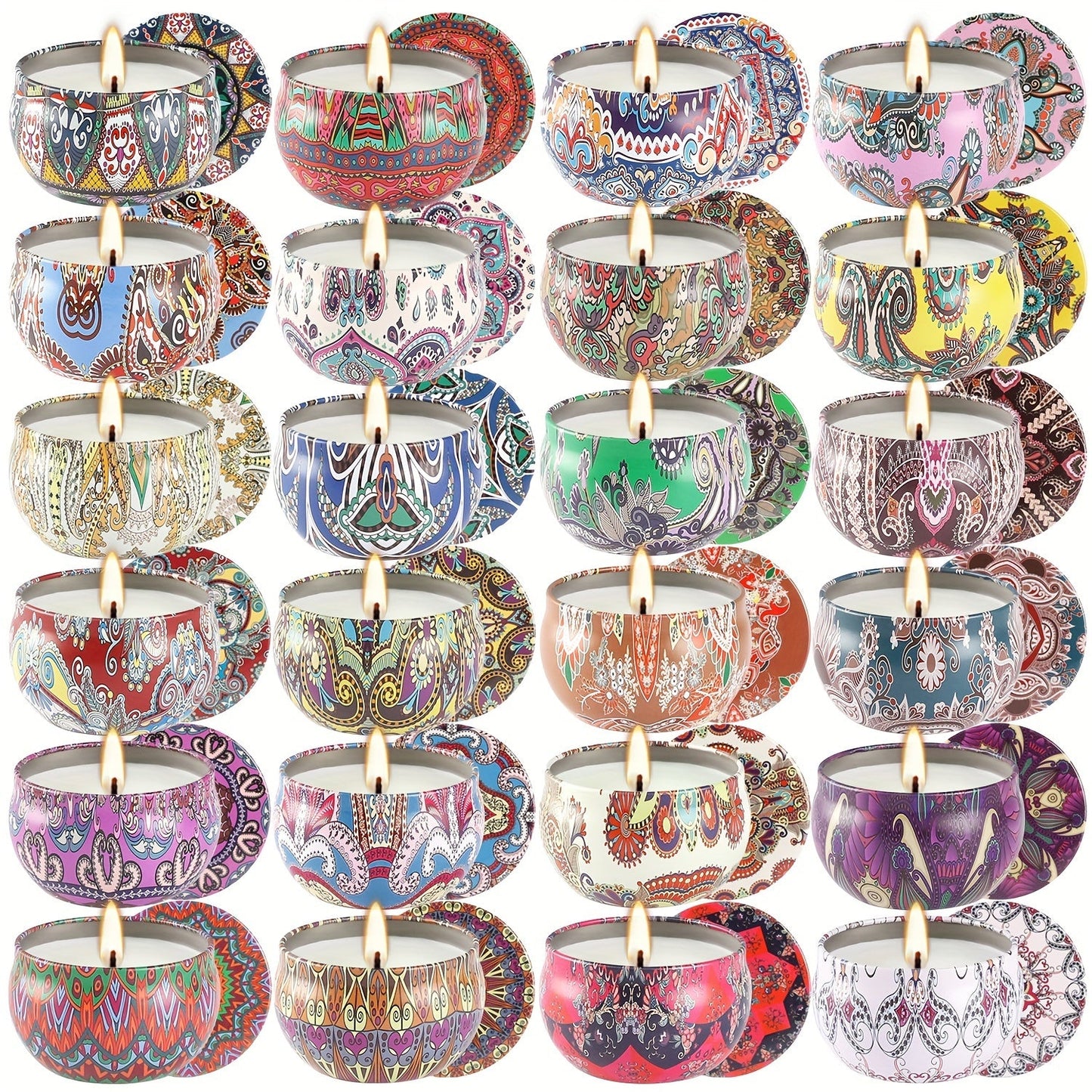 24 Pack Aromatherapy Scented Candle Gift Set Women's Scented Candle Home Natural Decorative Soy Wax Candle Tin Can Portable Travel Candle Yoga Mother's Day Valentine's Day Birthday Gift suit for father's day.