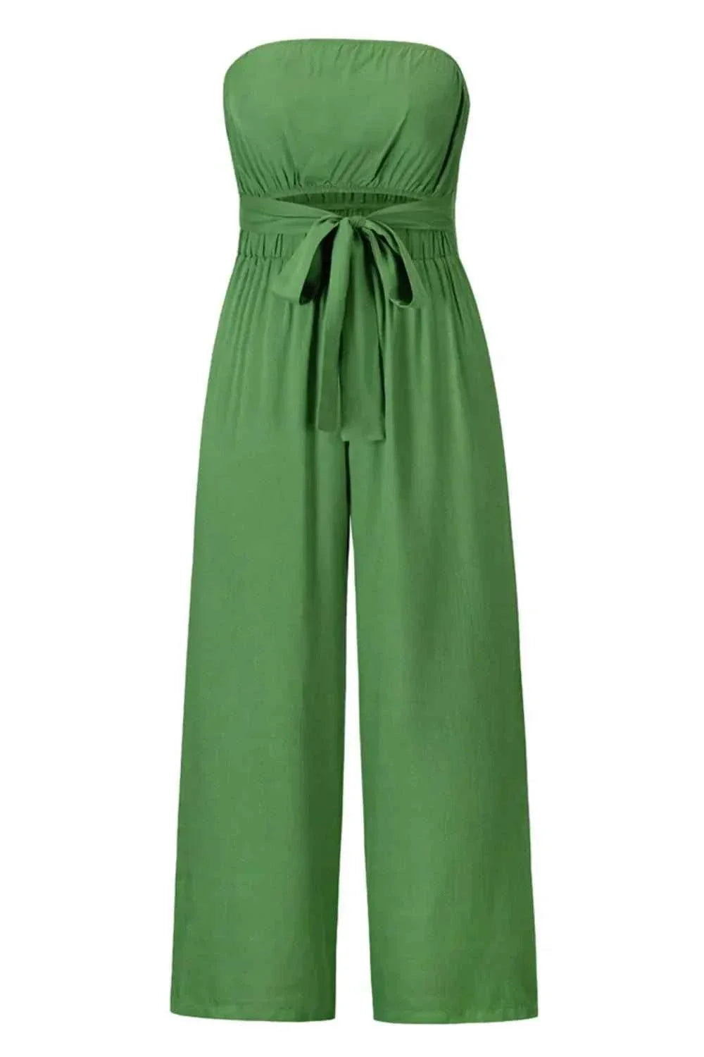 Tied Cutout Tube : Wide Leg Jumpsuit