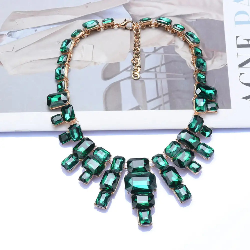 Luxurious Exaggerating Geometric Big Gem Necklace