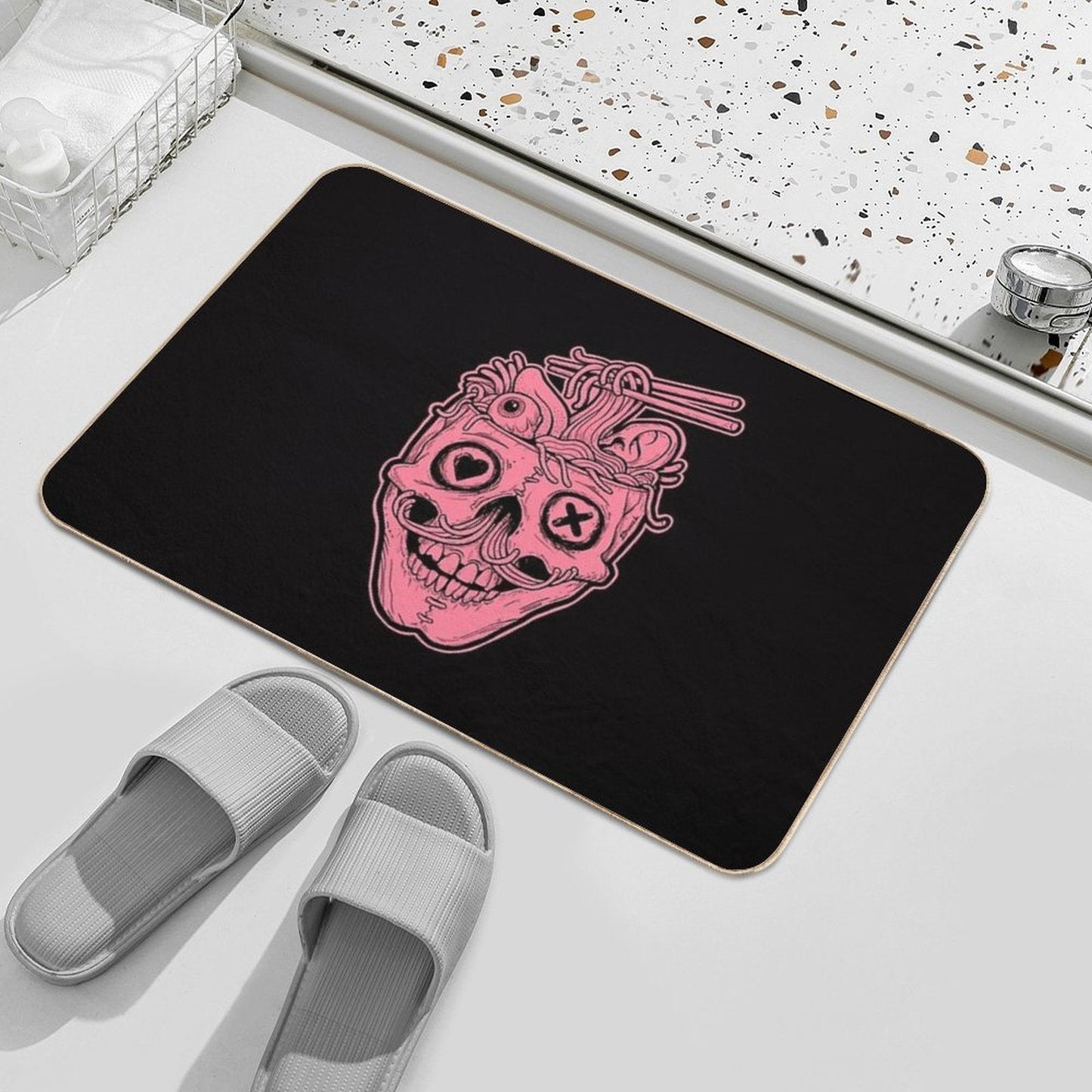 Pink Skull Ramen Brain Durable Bath Mat