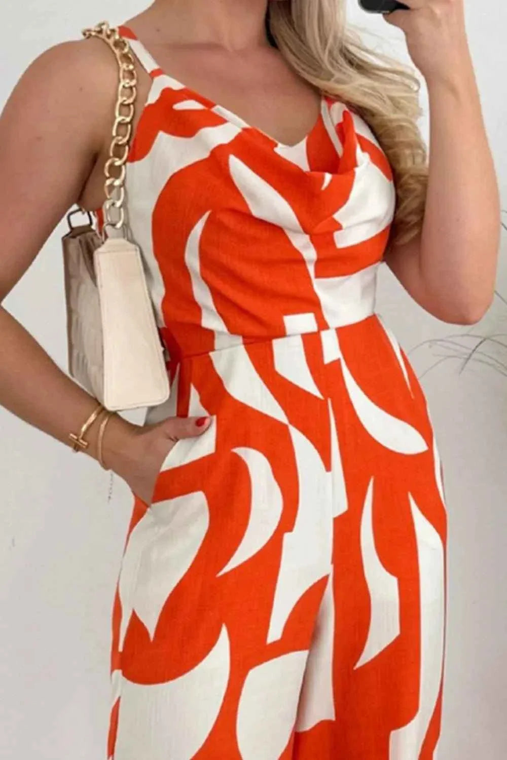 Two-Tone Spaghetti Strap : Wide Leg Jumpsuit