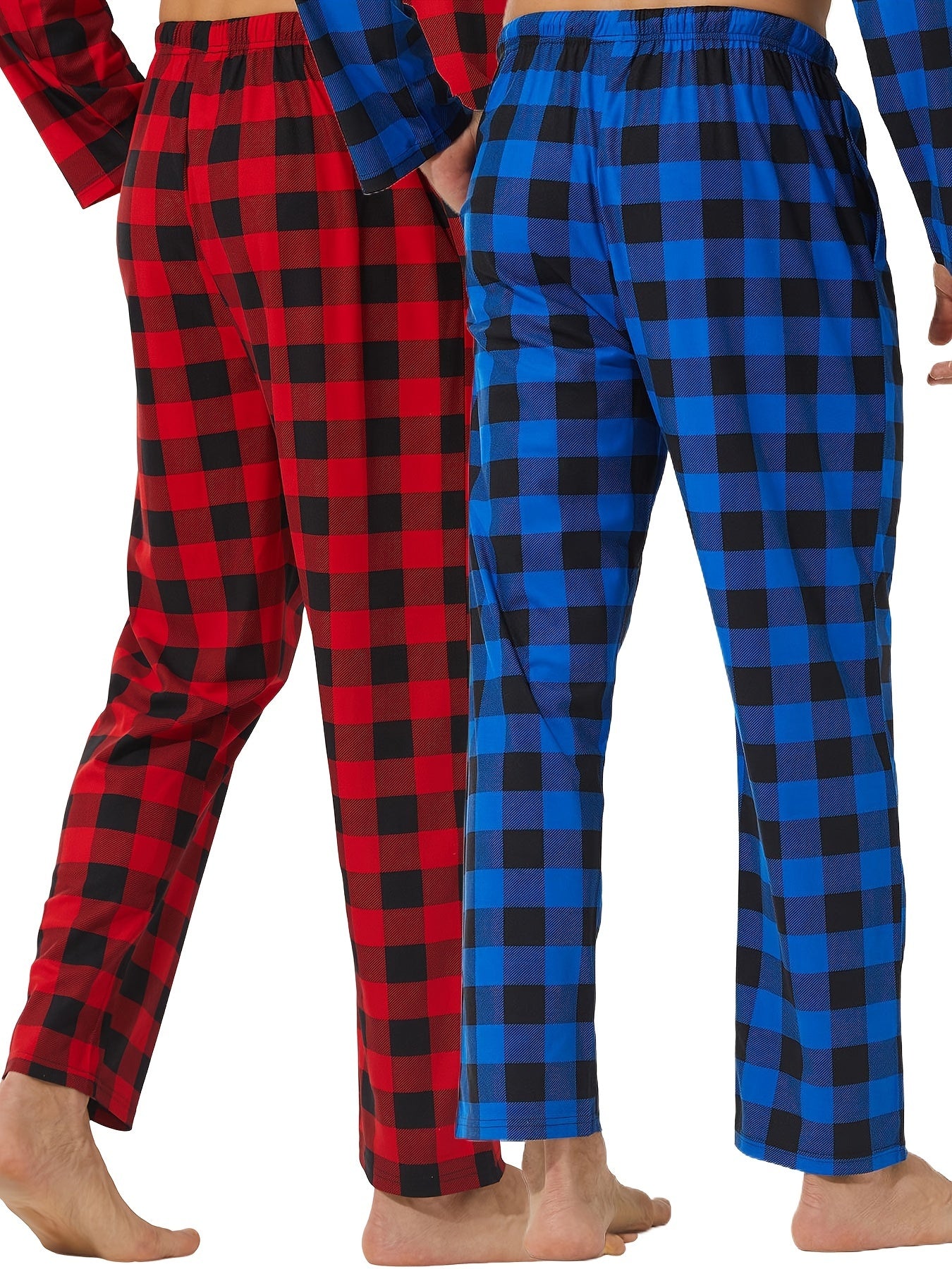 LANBAOSI Men's Plaid Print Sleep Pants – 2/3-Pack Casual Drawstring Waist Lounge Pants, Slight Stretch, Knit Fabric Regular Fit for Spring/Fall - Premium pajama pants from Lizard Vigilante - Just $32.99! Shop now at Lizard Vigilante