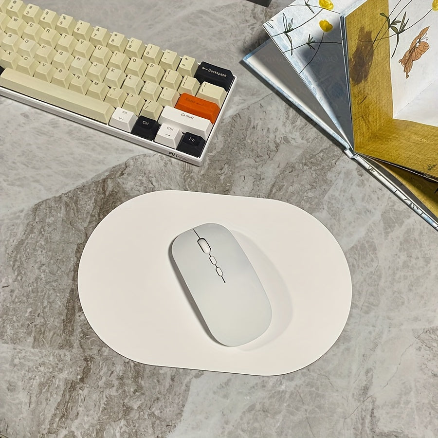 [Small Solid Color Mouse Pad] Oval Small Mouse Pad Single-sided Solid Color Universal Non-slip Pad Mouse Pad Suitable For Laptop Office Faux Leather Gaming Mouse Pad