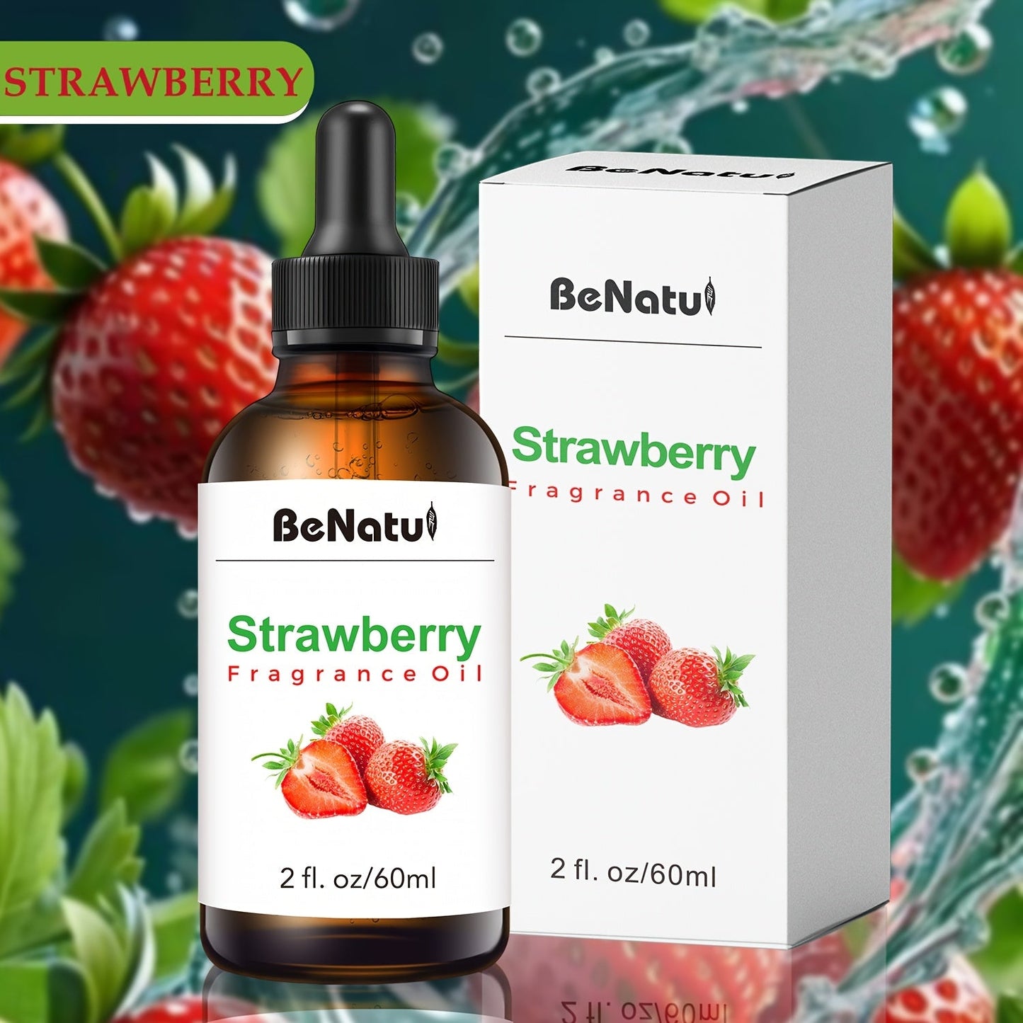 Strawberry Fragrance Essential Oil 60ml For Humidifier, Diffuser, Scented Candle - (2 Oz) - Suitable For Bedroom, Home, Hotel, Restaurant - Local Warehouse