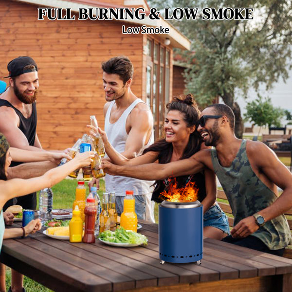 Portable Smokeless Fire Pit – 7.1" Blue Stainless Steel Outdoor Fire Pit for Camping & Patio - Premium fire pit from Lizard Vigilante - Just $72.99! Shop now at Lizard Vigilante