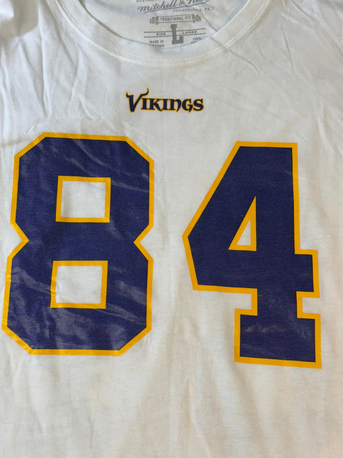 Vikings Randy Moss 84 T-shirt Jersey Mitchell Ness Throwback