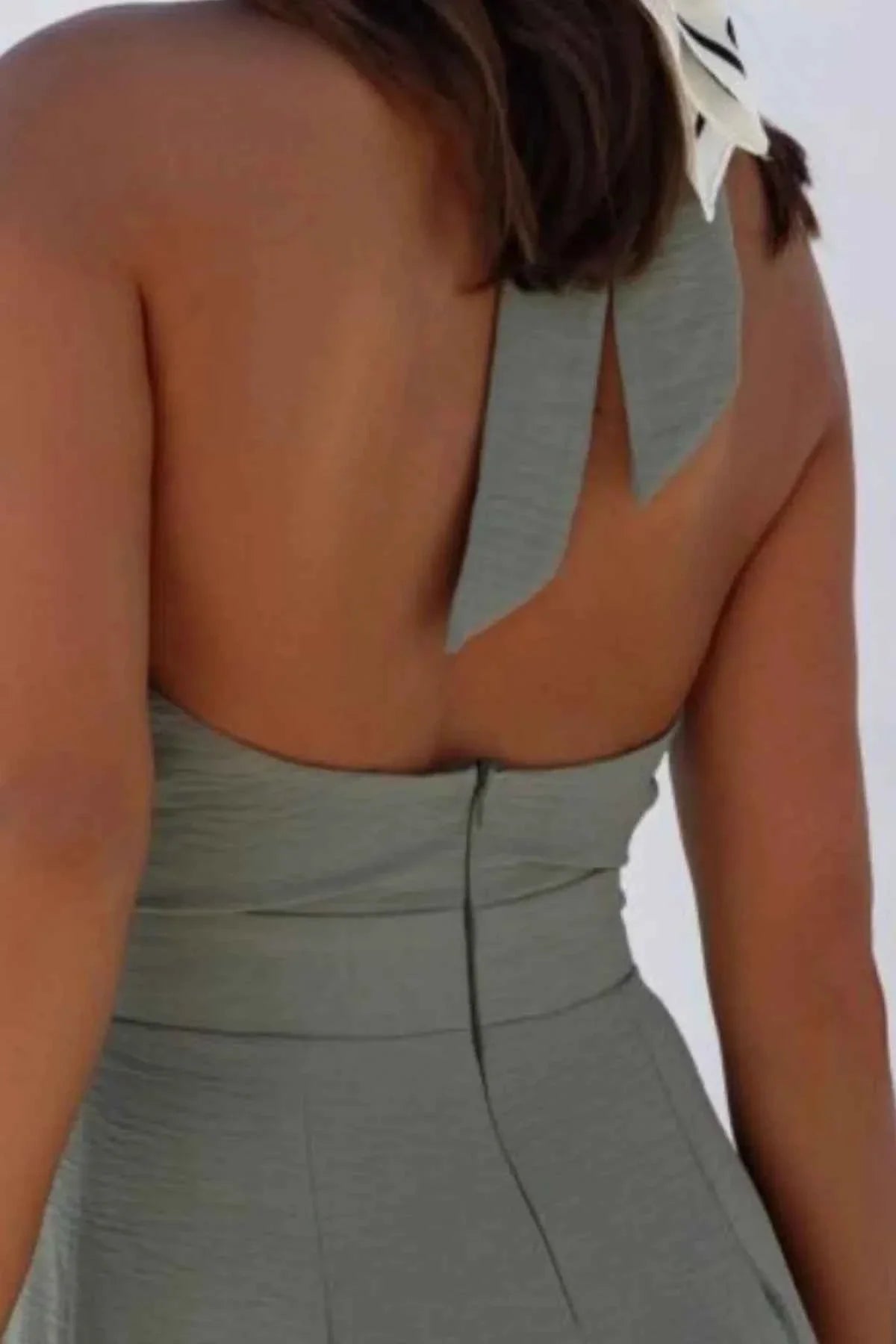 Halter Neck Wide Leg : With Keyhole Detail Jumpsuit