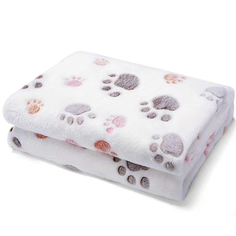 1pc Cozy Pet Blanket with Paw Print Design - Soft Fleece Dog & Cat Mat, Warm Sofa Bed Cushion Cover for Puppy Comfort & Snuggle Time
