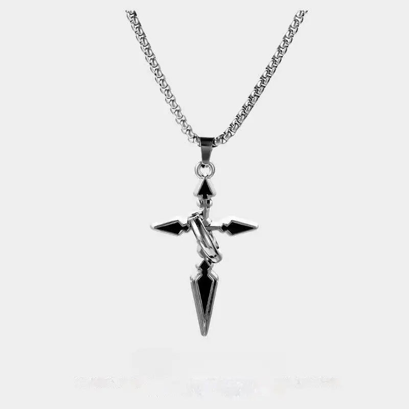 Minimalist Hip Hop Ring Cross Necklace