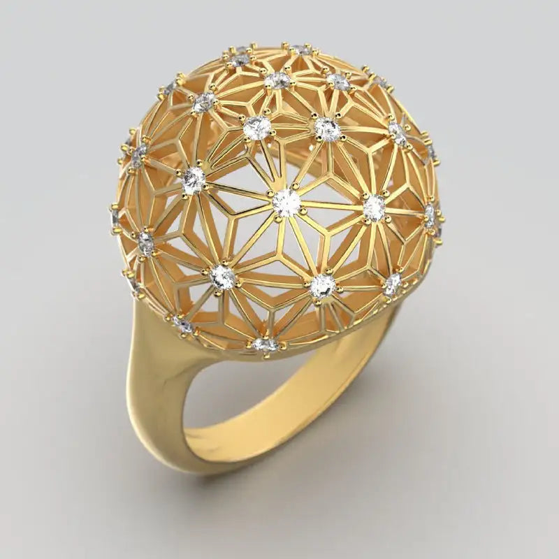 Hollow Spherical Diamond-studded Ring Design