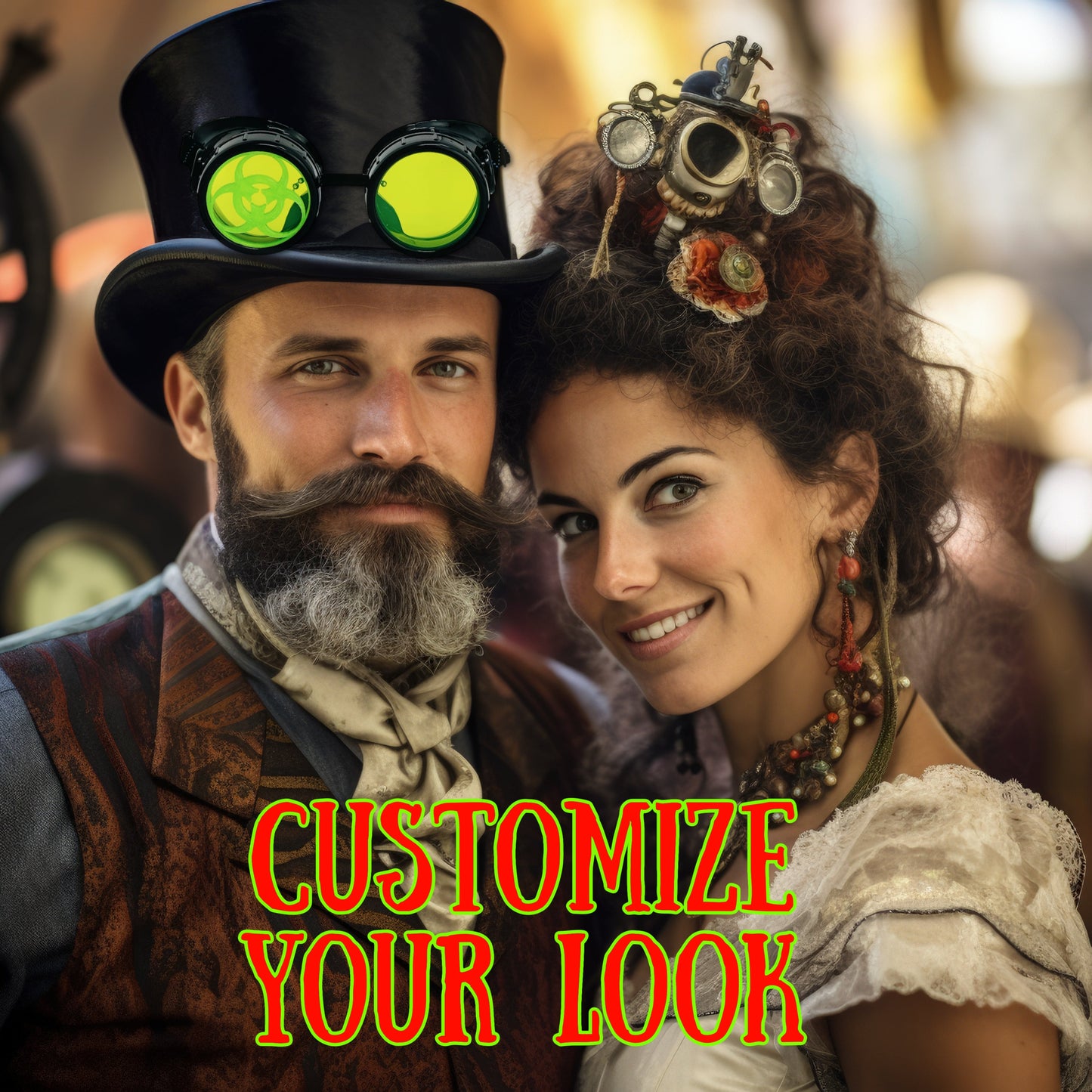 Steampunk Mad Scientist goggles biohazard cosplay glasses neon lenses