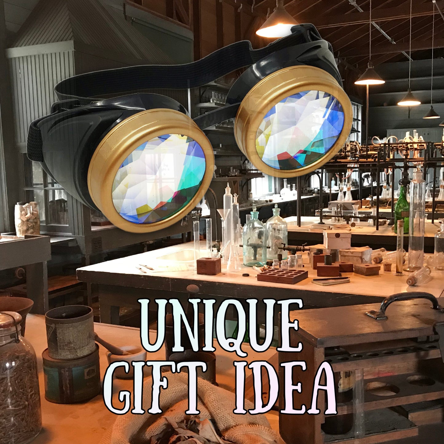 Rave Kaleidoscope Goggles Vintage Steampunk Glasses