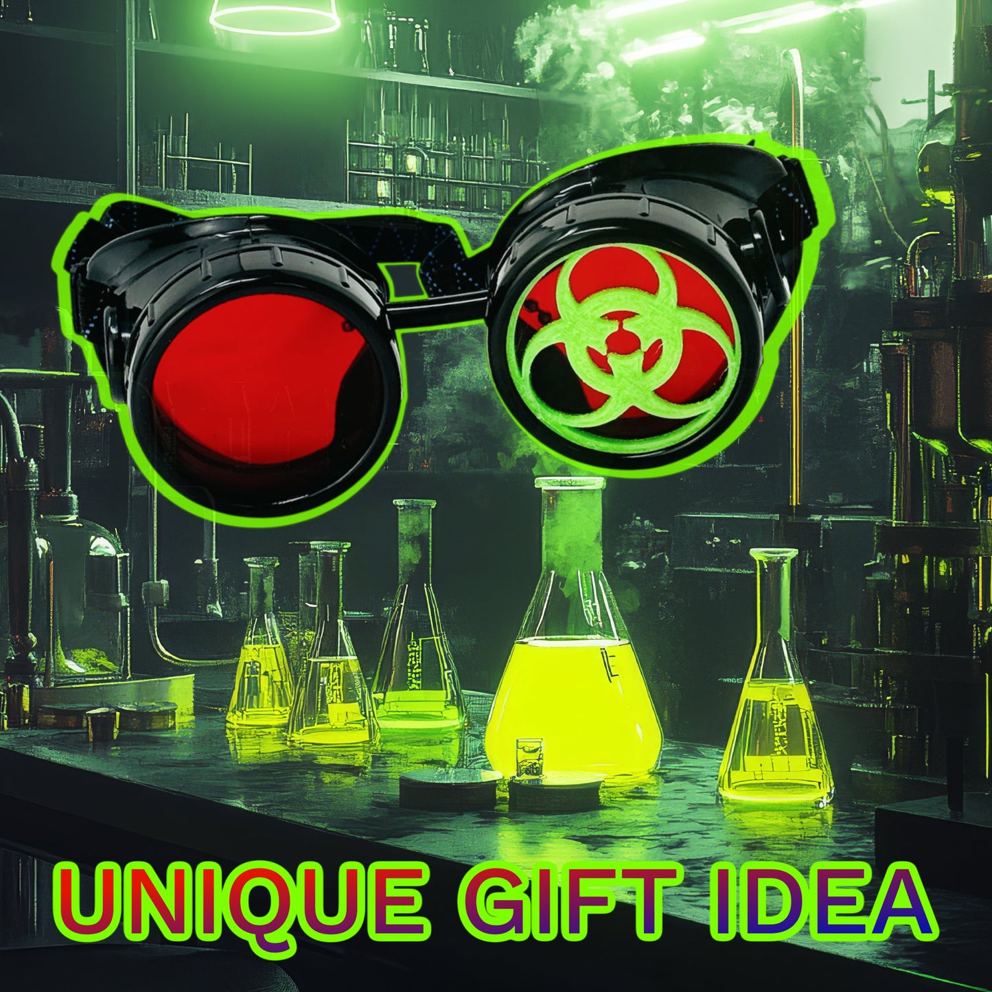 Steampunk Mad Scientist goggles biohazard cosplay glasses