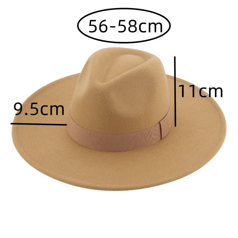 Fashionable Fedora Hats Women Wide Brim Dress Caps  Women's Fedora Hats Elegant Wide Brim Fedora Hat  Wedding Men Hat Warm Retro Style Belt 56-58cm