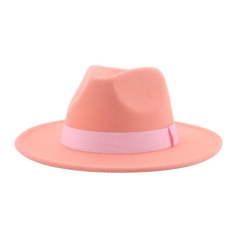 Fashionable Fedora Hats Women Wide Brim Dress Caps  Women's Fedora Hats Elegant Wide Brim Fedora Hat  Wedding Men Hat Warm Retro Style Belt 56-58cm