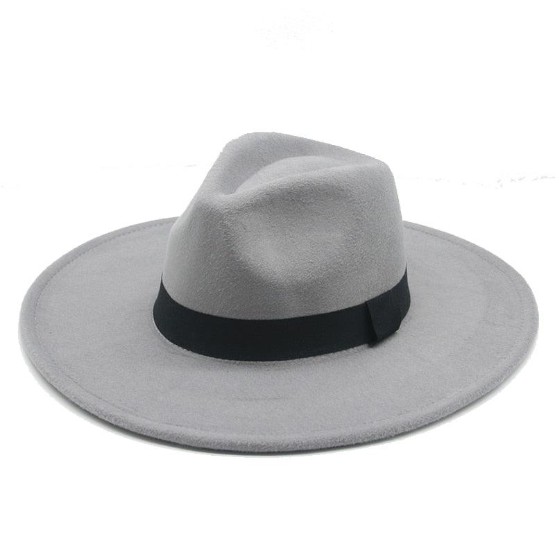 Fashionable Fedora Hats Women Wide Brim Dress Caps  Women's Fedora Hats Elegant Wide Brim Fedora Hat  Wedding Men Hat Warm Retro Style Belt 56-58cm