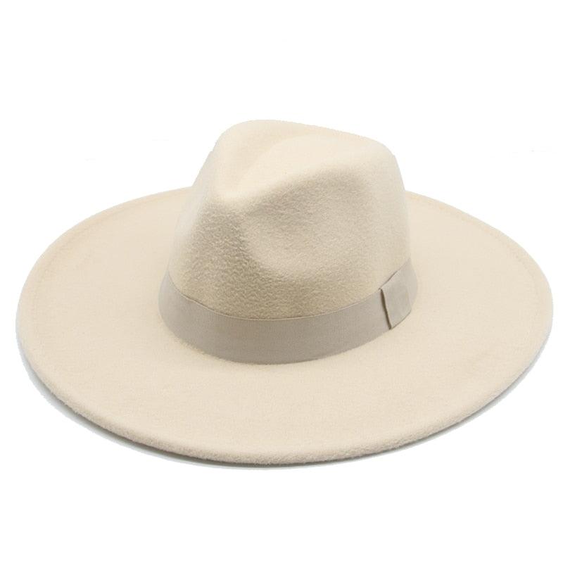 Fashionable Fedora Hats Women Wide Brim Dress Caps  Women's Fedora Hats Elegant Wide Brim Fedora Hat  Wedding Men Hat Warm Retro Style Belt 56-58cm