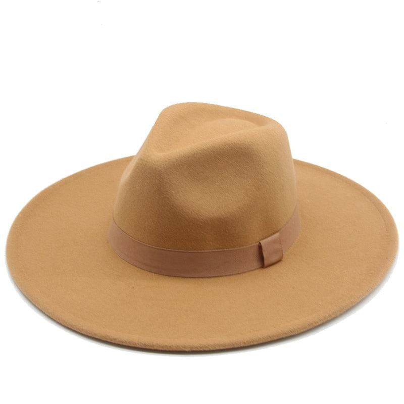 Fashionable Fedora Hats Women Wide Brim Dress Caps  Women's Fedora Hats Elegant Wide Brim Fedora Hat  Wedding Men Hat Warm Retro Style Belt 56-58cm