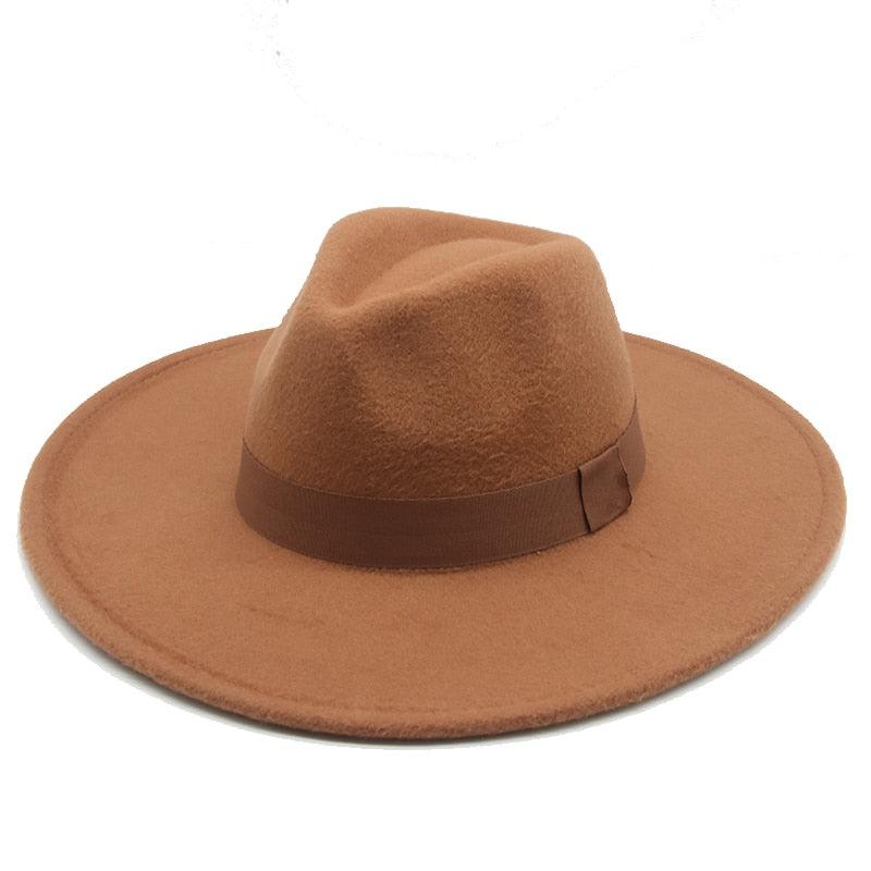 Fashionable Fedora Hats Women Wide Brim Dress Caps  Women's Fedora Hats Elegant Wide Brim Fedora Hat  Wedding Men Hat Warm Retro Style Belt 56-58cm