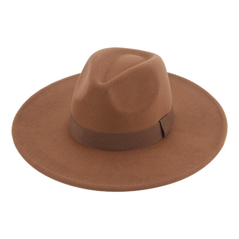 Fashionable Fedora Hats Women Wide Brim Dress Caps  Women's Fedora Hats Elegant Wide Brim Fedora Hat  Wedding Men Hat Warm Retro Style Belt 56-58cm