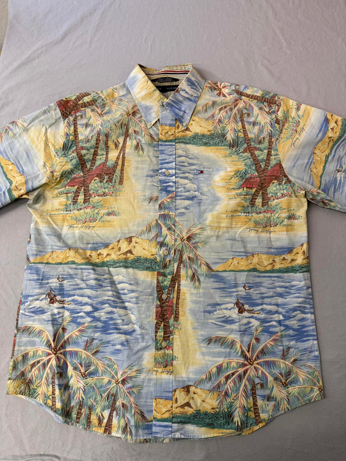 Y2K Tommy Hilfiger Hawaiian Button Up Surf - L