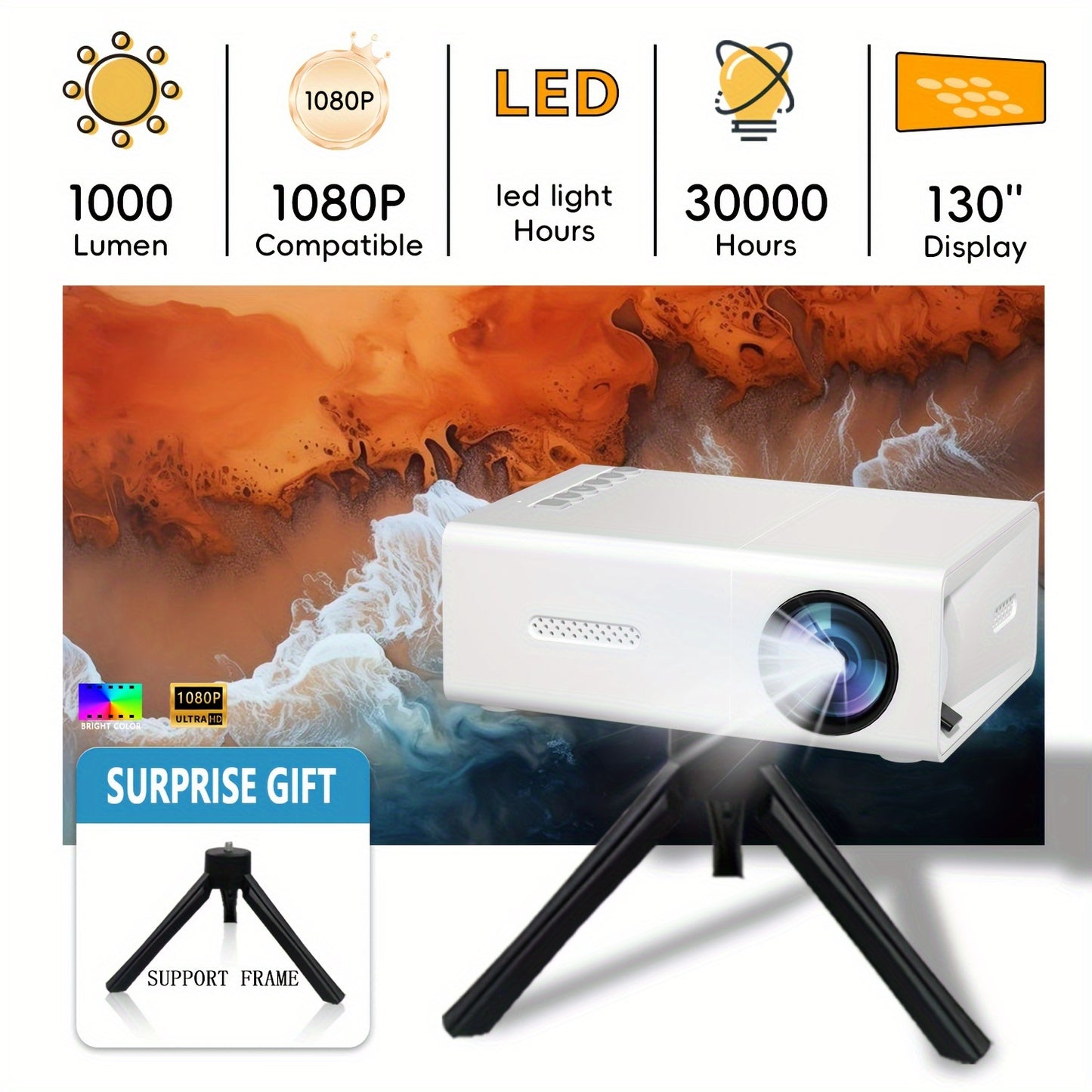 Portable Mini Projector | 1080P Full HD Home Theater Projector - Premium projector from Lizard Vigilante - Just $29.99! Shop now at Lizard Vigilante