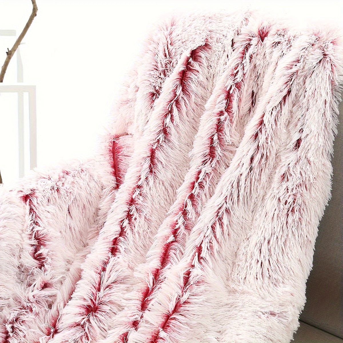 Luxury French-Style Plush Faux Fur Throw Blanket - Versatile Decorative Soft Polyester Bed, Sofa, and Car Blanket - All-Season Woven Cozy Cover for Home and Office Napping - 1pc Dual-Tone Long Pile