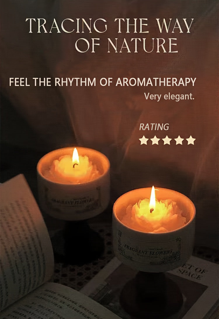 Luxury Soy Wax Scented Candle - 5.3oz Rose, Lavender, Gardenia | Elegant Gift Box for Christmas, Birthdays & Graduations | Home Decor with Ceramic Container & Wooden Base