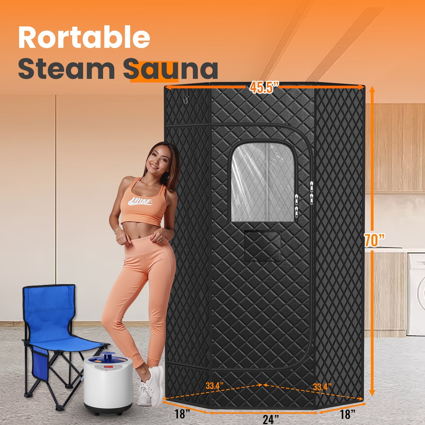 Portable Steam Sauna for Home with 3L Steamer, Remote Control, Folding Chair, 99 Minute Timer, Navy Blue - Premium  from Lizard Vigilante - Just $152.99! Shop now at Lizard Vigilante