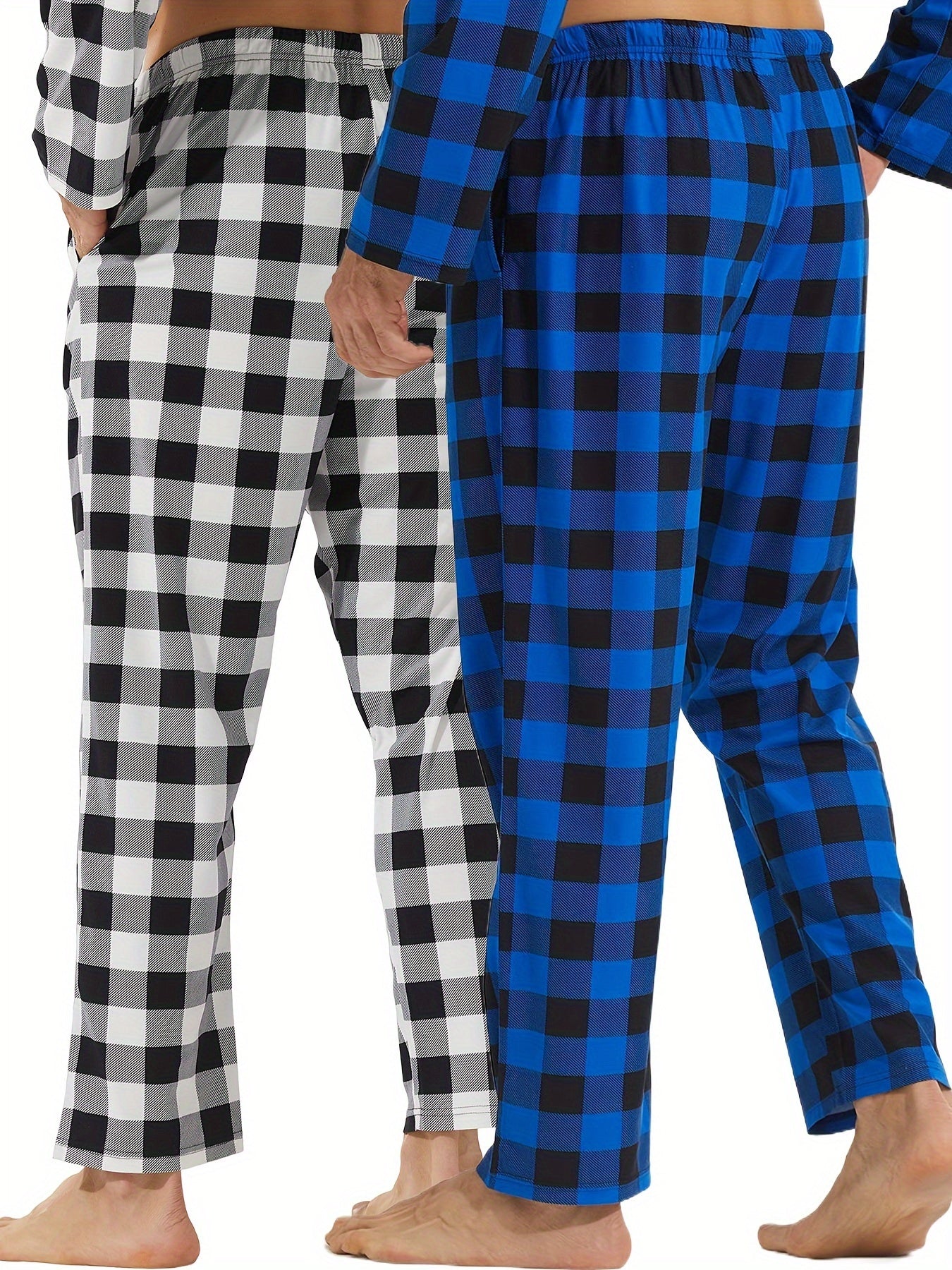 LANBAOSI Men's Plaid Print Sleep Pants – 2/3-Pack Casual Drawstring Waist Lounge Pants, Slight Stretch, Knit Fabric Regular Fit for Spring/Fall - Premium pajama pants from Lizard Vigilante - Just $32.99! Shop now at Lizard Vigilante