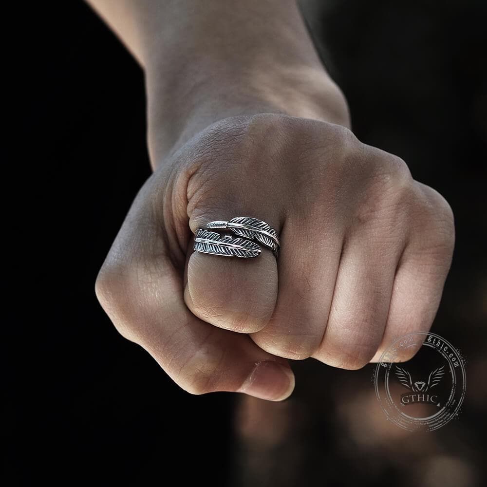 Feather Stainless Steel Ring