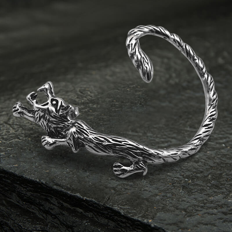 Ferocious Wolf Stainless Steel Stud Earrings