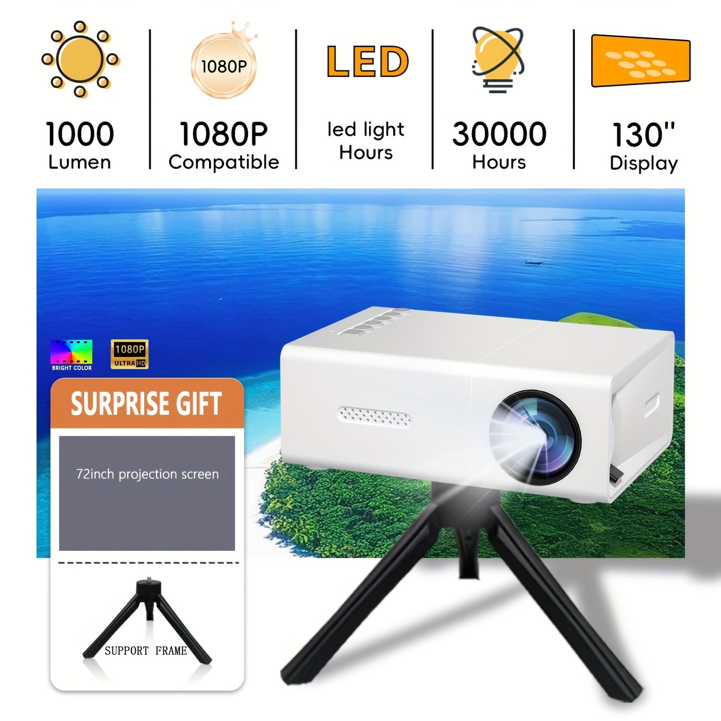 Portable Mini Projector | 1080P Full HD Home Theater Projector - Premium projector from Lizard Vigilante - Just $29.99! Shop now at Lizard Vigilante