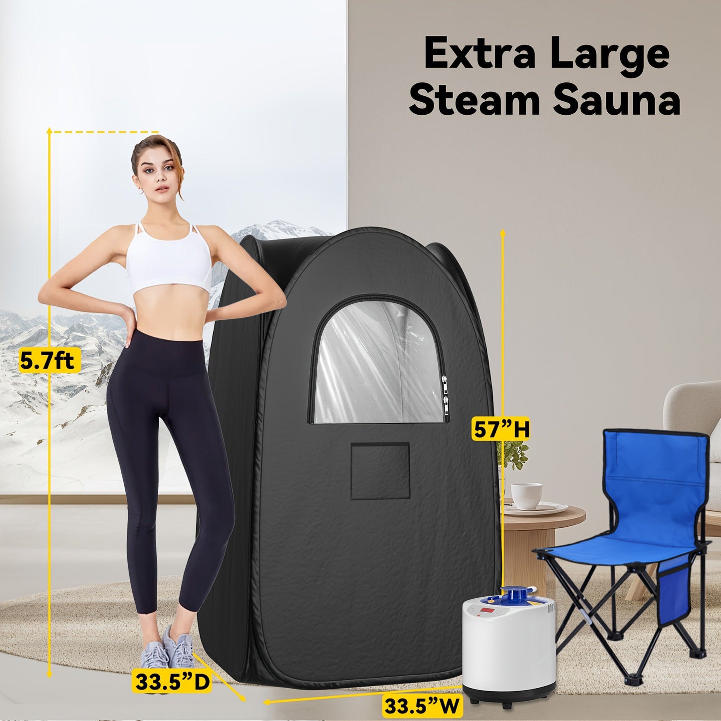 Portable Steam Sauna for Home with 3L Steamer, Remote Control, Folding Chair, 99 Minute Timer, Navy Blue - Premium  from Lizard Vigilante - Just $152.99! Shop now at Lizard Vigilante