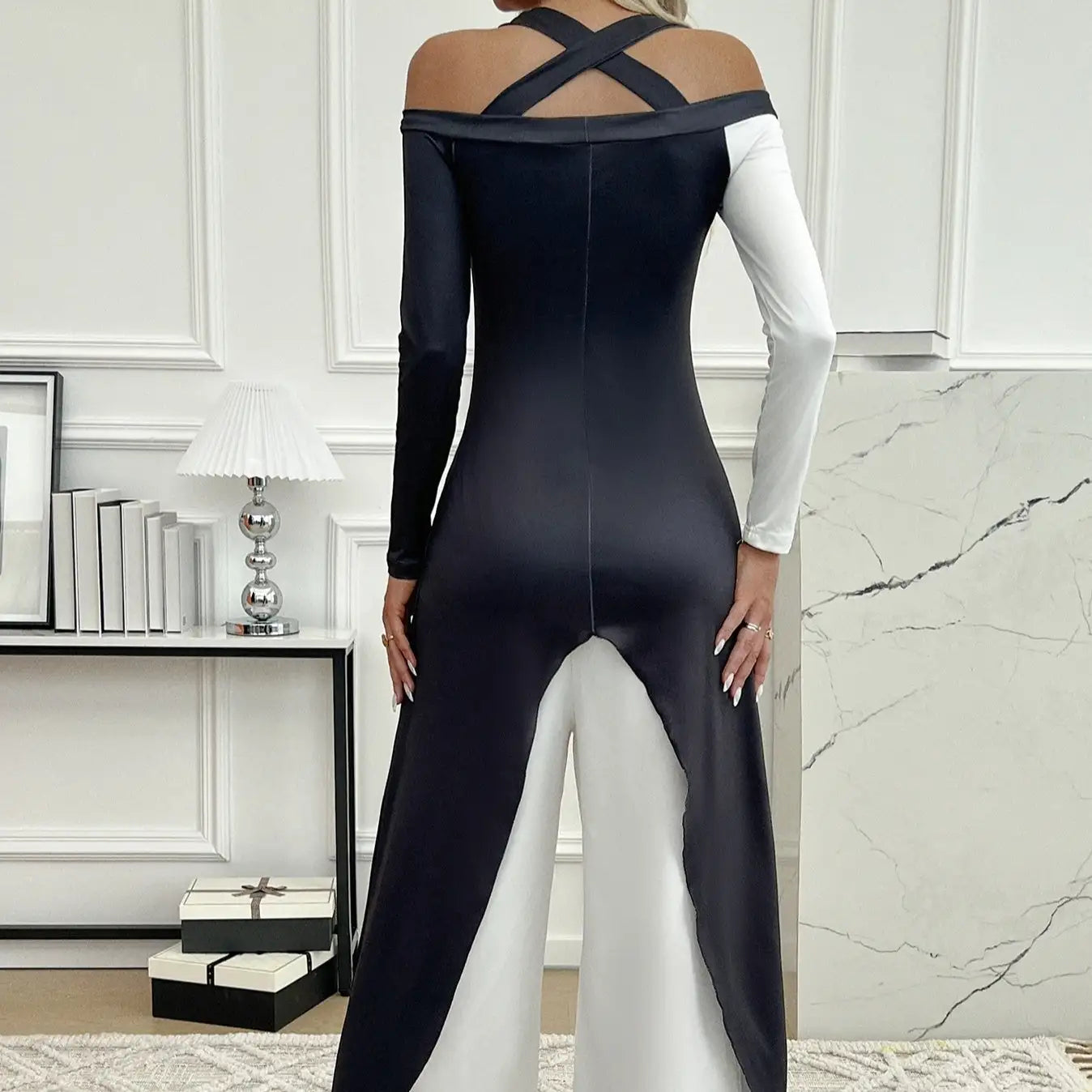 Ladies' Business Elegant Wide Leg Casual Loose Fit One Shoulder Set Sexy Party Set