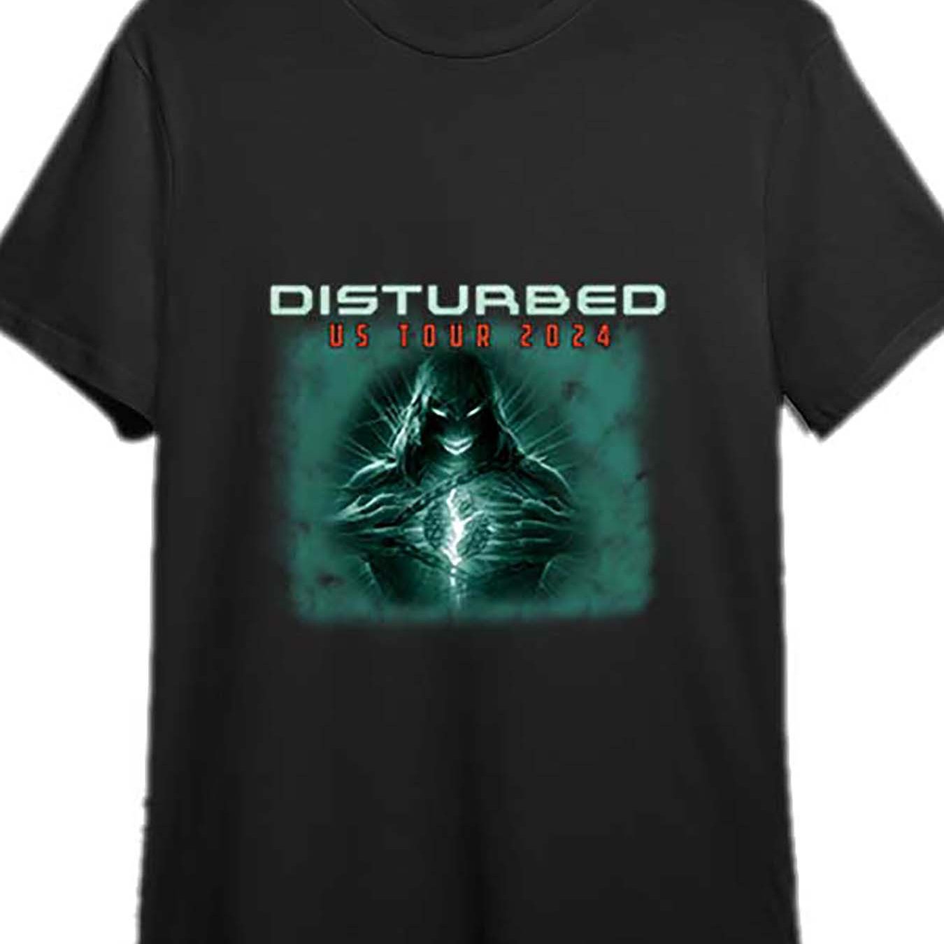 Disturbed US Tour 2024 Men's T-Shirt – Official Band Fan Tee, Black Concert Collection - Premium T-shirt from Lizard Vigilante - Just $24.99! Shop now at Lizard Vigilante