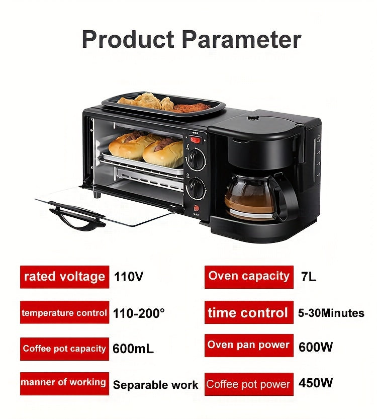 Nostalgia 3-in-1 Breakfast Station - Includes Coffee Maker, Non-Stick Griddle, And 4-Slice Toaster Oven - Versatile Breakfast Maker With Timer - Premium  from Lizard Vigilante - Just $109.99! Shop now at Lizard Vigilante