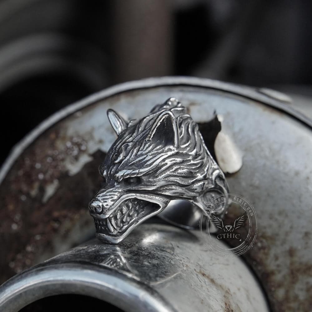 Fierce Wolf Stainless Steel Animal Ring