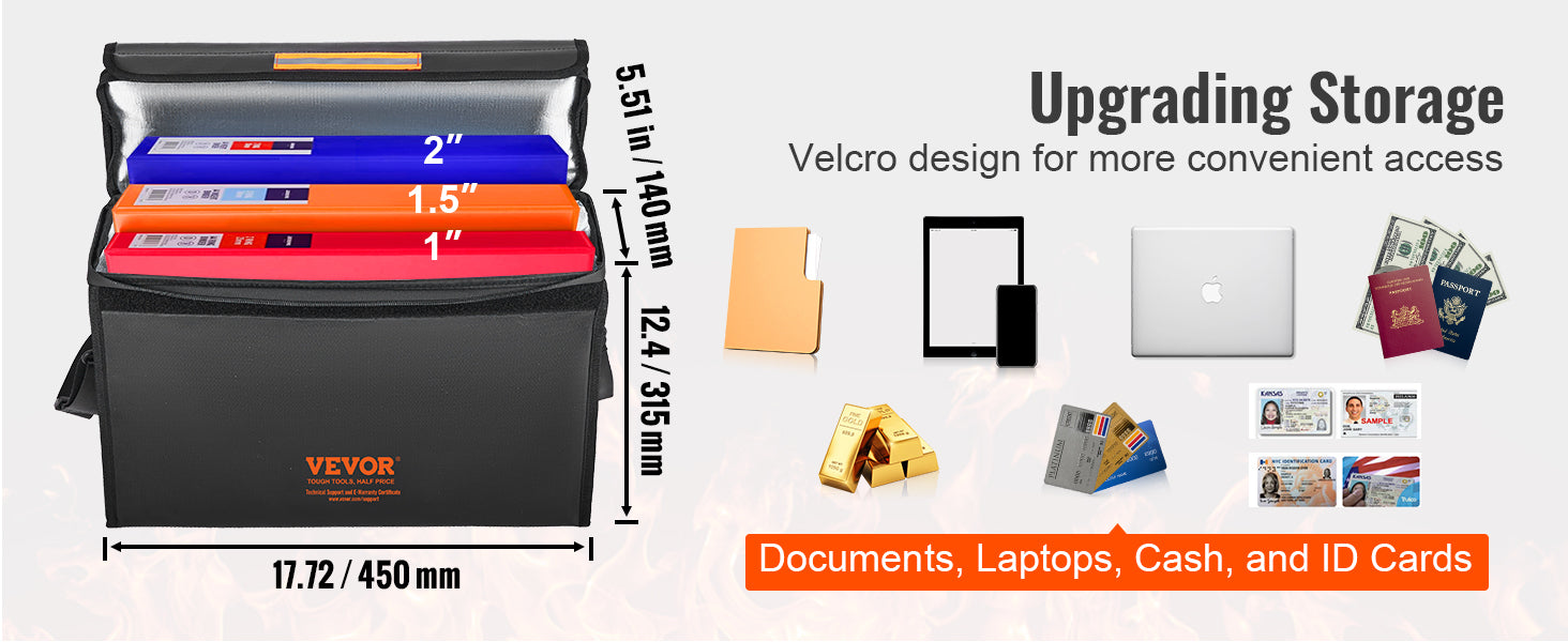 VEVOR Fireproof Document Box with 3 Storage Layers Fireproof Document Bag for Wallet Money Storage Passport Documents Bank File - Premium  from Lizard Vigilante - Just $15.99! Shop now at Lizard Vigilante