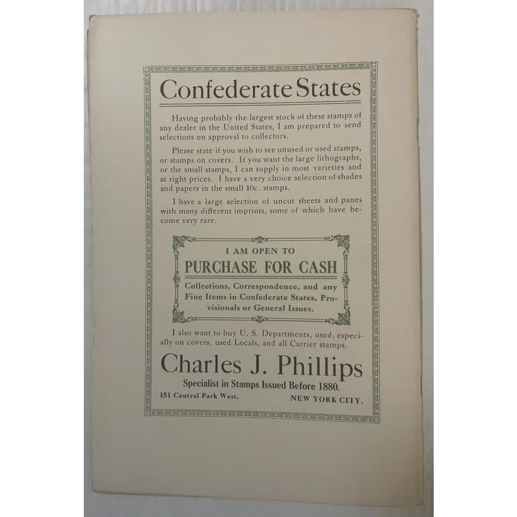 Rare 1924 Southern Philatelist Edition Antique Confederate Stamps