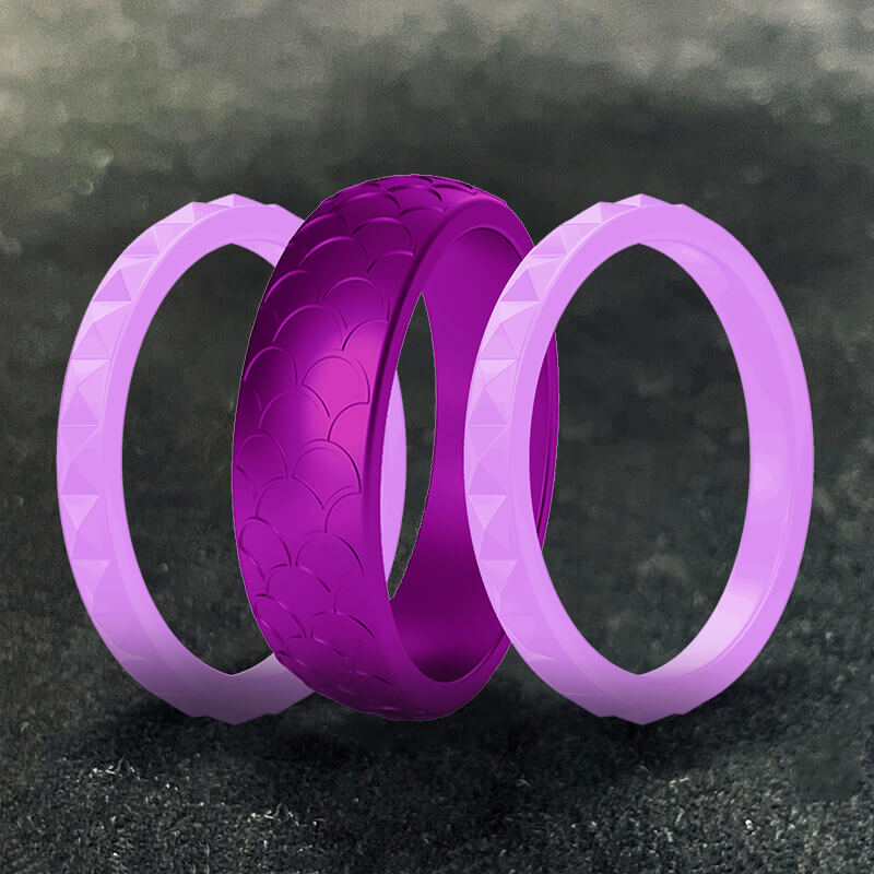 Fish Scale 3-Piece Stacking Silicone Band Ring