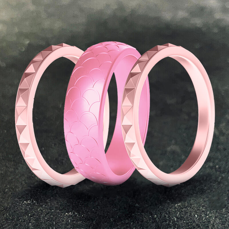 Fish Scale 3-Piece Stacking Silicone Band Ring
