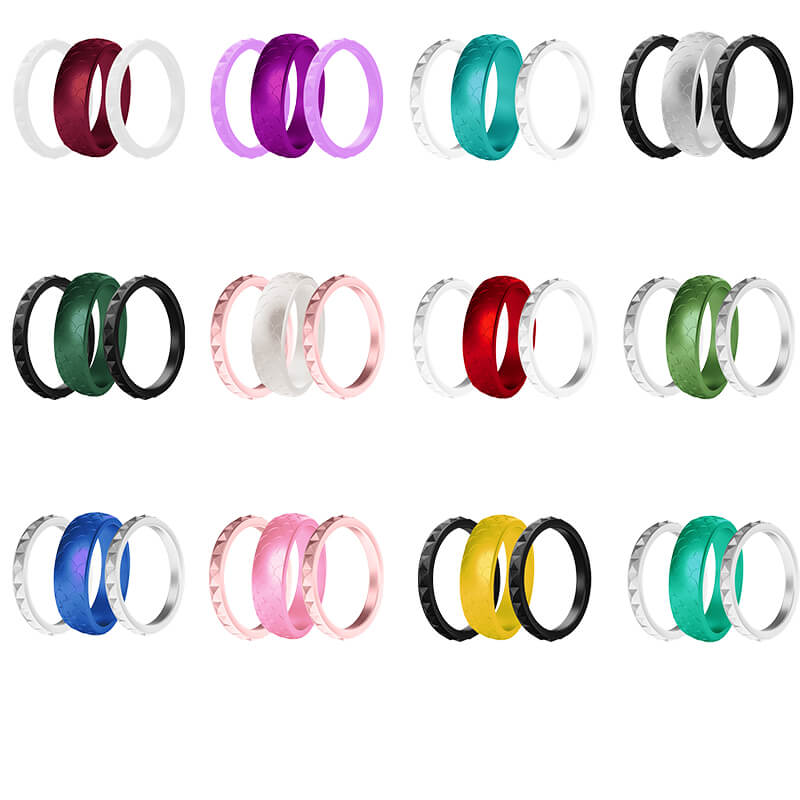 Fish Scale 3-Piece Stacking Silicone Band Ring