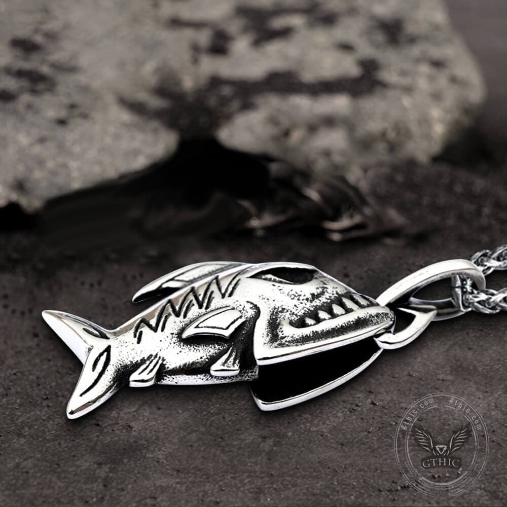Fish Skeleton Stainless Steel Pendant