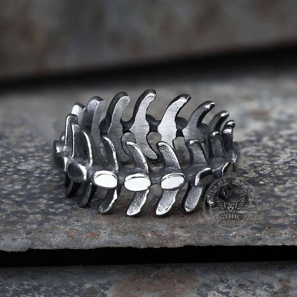Fishbone Stainless Steel Vertebrae Ring